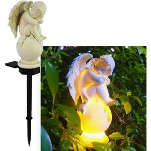 for Angel Lights Solar Stake for Garden, Decorative Stake Light Solar Angel Garden Decor, Waterproof Outdoor Figurine Lights, Angel Statues Light fit Cemetery, Grave, Lawn, Patio, Pathway
