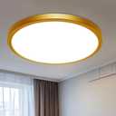 libtit 16Inch Flush Mount LED Ceiling Light Fixture, 3000K 4000K 6500K Adjustable, 36W 3600lm Gold Satin Round Ceiling Lamp for Bathroom Shower Hallway Kitchen, 1 Pack