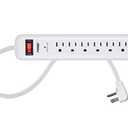 6 Outlet Surge Protector Power Strip with Low-Profile Plug with 8ft Cord, 1000 Joules, White