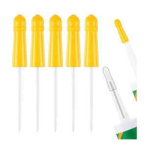 2 Pack Baderke 5 Pack Caulk Tube Caps Caulk Saver Reusable Finishing Tool Tube Covers Sealer Saver Caps Keeper for Preserving Open Universal Prevent Drying(Yellow)