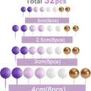 ASTARON 32 Pcs Ball Cake Topper Decorations Mini Balloons Cake Topper Sticks Foam Balls Cake Picks Cake Topper Balls Cake Decorations for Wedding Party Birthday Cake Decorating (Purple Gold)
