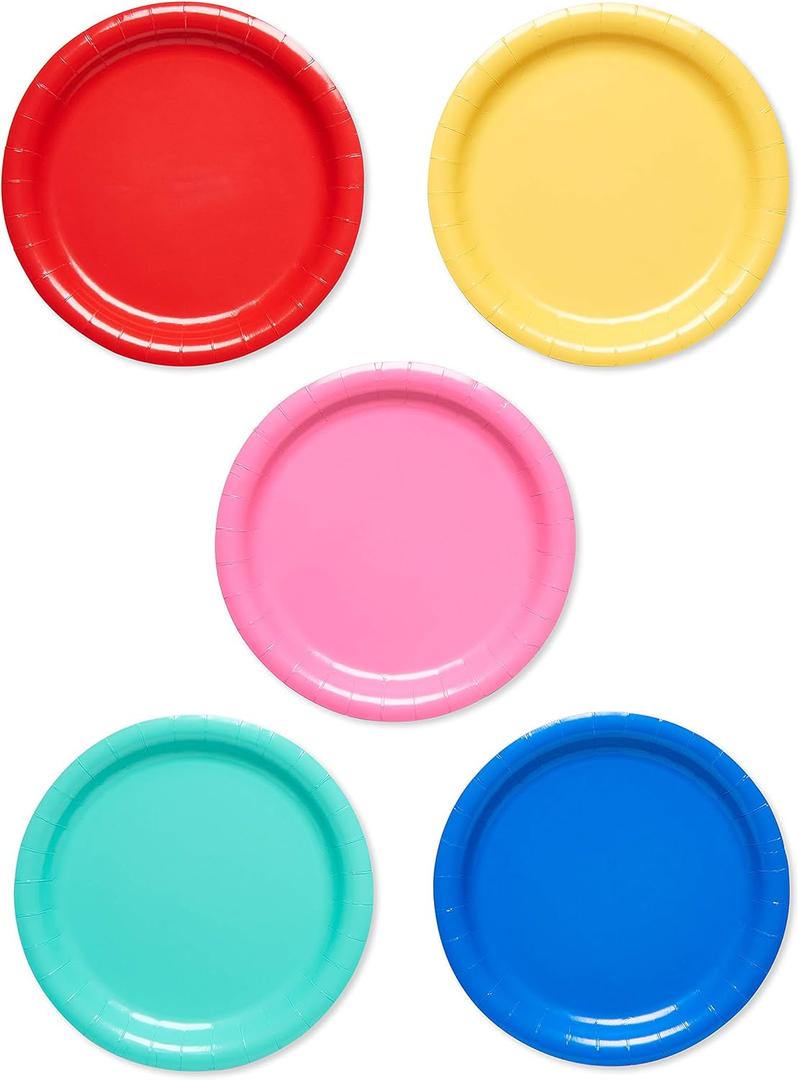 American Greetings 50-Count 9 in. x 9 in. Rainbow Paper Dinner Plates