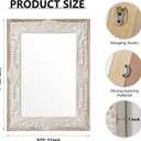 H HOMEWINS Rustic Rectangle Mirror,22x30 Wooden Farmhouse Mirrors,Carved Boho Bathroom Wall-Mounted Nature Beads Decor Mirror for Bedroom, Living Room,Vanity,Entryway,Over Sink