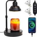 Candle Warmer Lamp,Candle Lamp,Candle Warming Lamp with Timer Dimmer - Candle Melter Light Warmer with USB Port,Electric Candle Heating Lamp,Gift for Women Bedroom Home Decor (Black)