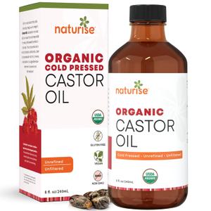 Organic Castor Oil - Organic Cold Pressed Unrefined - Vegan Non GMO Unfiltered Castor Oil Cold Pressed - Support for Eyelash, Eyebrows, Hair Growth, Skin and Face (8 Fl Oz (Pack of 1))