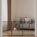 ALLAIBB Triple Lock Extra Wide Baby Gate Pressure Mounted Walk Through Safe Auto Close Black Metal Dog Pet Puppy Cat for Stairs,Doorways,Kitchen 49.21-67.32"