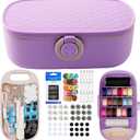 WANSHUNLMI Sewing Project Kit, 140 Pcs Travel Family Sewing Supplies Repair Kit Portable Small Traveler Sewing Kit Sewing Thread Accessories DIY Sewing Supplies Organizer (PP Sewing Kit) (Purple Sewing Kit)