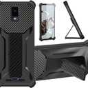Bojioderf BLU VIEW3 Case Compatible for BLU View 3 Phone Case B140DL Cover [with Tempered Glass Screen Protector] Hybrid Case [Folding Support Magnetic] [Frosted Anti-Fingerprint] Black