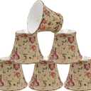 Aspen Creative 30005-6A, Bell Clip-On Chandelier Lamp Shade, Floral Print, 3" Top x 5" Bottom x 4" Slant Height, Set of 6
