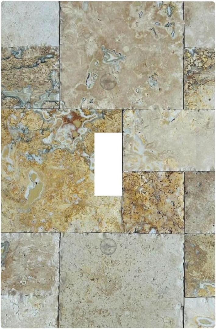 Mini Pattern Tumbled Mosaic Tile Stone Print Decorative Light Switch Cover 1 Gang Single Toggle Device Electrical Faceplate Switchplates Decorator Outlet Wall Plate for Bathroom Kitchen Home Decor