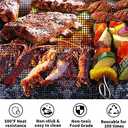 Grill Mesh Mat Set of 3 - Heavy Duty BBQ Non-stick Cooking Sheet Liners Reusable Teflon Barbecue Grilling Net for Outdoor Smoker, Pellet, Gas, Charcoal Grills (15.7x13 Inch)