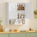 TEENFON Bathroom Wall Cabinet, Bathroom Cabinet with Barn Doors & Adjustable Shelf, Over The Toilet Storage Cabinet, Medicine Cabinet, White UNGGX001WV1