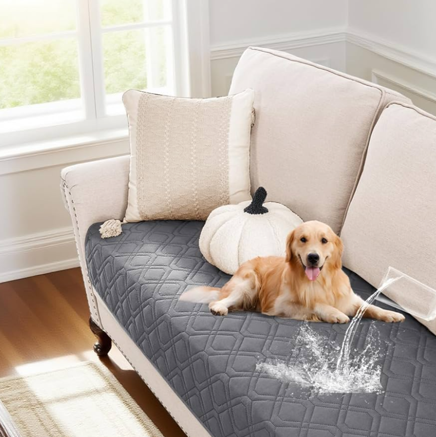 PrinceDeco Waterproof Couch Cover for Dogs Anti-Slip Dog Blanket Cover Washable for Furniture Sofa, Crate, RV Seats,Car, Pet Puppy Essentials (32x62 Inch, Brown)(32x62 Inch, Grey)