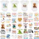 Fun Baby Iron on Transfers, 36 PCS Onesie Decorating Kit Baby Shower, Funny Heat Transfer Stickers, Iron on Decals for T Shirts Hoodie Bibs Bodysuit Clothing DIY Crafts