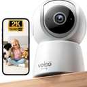 Veise 2K Indoor Security Camera 2.4GHz, 360 Pan/Tilt Pet Camera with Motion Tracking, Baby Monitor, 2-Way Audio, Night Vision, Cloud/SD Storage, Compatible with Voice Assistant, White