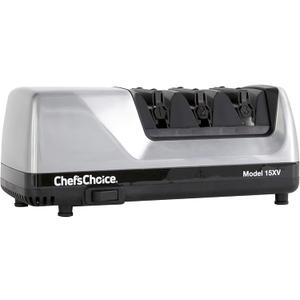 Chef'sChoice 15XV Professional Electric Knife Sharpener with Durable Metal Housing & 100-Percent Diamond Abrasives and Precision Angle Guides for Straight Edge and Serrated Knives, 3-Stage, Metallic