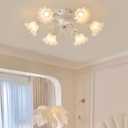 Flower Chandelier Fan with Light and Remote, Modern Flush Mount Ceiling Fan, Bulb Not Included