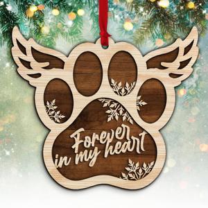 Memorial Ornament, Cardinal, Paw Print Remembrance Ornaments, Sympathy 2 Layer Wooden Ornament, Condolence Ornaments, Gifts for Loss of Loved One, Memorial Gifts (002)