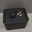 Kids Mini Safe Small Cash Box GoldenKey Black Macaron 7x9.4x6.3 Money Security Safe with Coin & Bill Slot, Keypad & Key Lock, USB Backup, DIY Stickers, Piggy Bank for Home