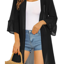 Women's Kimono Cardigans Floral Chiffon Loose Open Front Casual Summer Tops, Size L