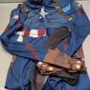 Superhero Captain Soldier Costume Jumpsuit Halloween Cosplay Outfits for Adult Men (Large, Blue)