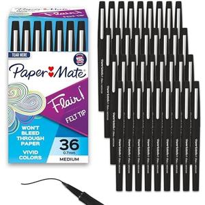 Paper Mate Flair Felt Tip Pens, Medium Point (0.7mm), Black, 30 Count