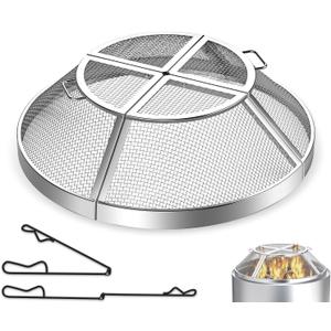 Fire Pit Spark Screen for Solo Stove Bonfire Accessories, 19.5 Inch Bonfire Shield for Solo Stove Accessories, 304 Stainless Steel Detachable Mesh Fire Pit Spark Protector with Grill Function