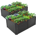 2 Pack 6×3×1 ft Galvanized Metal Raised Garden Bed, Deep Root Elevated Planter Box Steel Large Vegetable Flower Bed Kit,