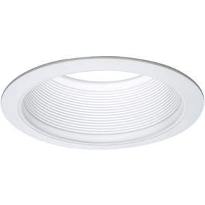 HALO E26 Series 6 in. White Recessed Ceiling Light Fixture Trim with Tapered Baffle and White Ring Overlay