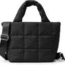 KALIDI Quilted Tote Bag Small Puffer Crossbody Bag for Women Lightweight Nylon Puffy Shoulder Handbag with Adjustable Strap