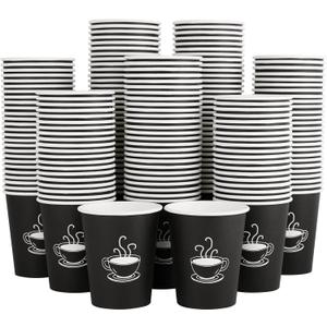 TV TOPVALUE 360 Pack 8 oz Paper Coffee Cups, Disposable Black Paper Cups for Hot Beverage, Drinking Water, Used for Cafes, Offices and Events