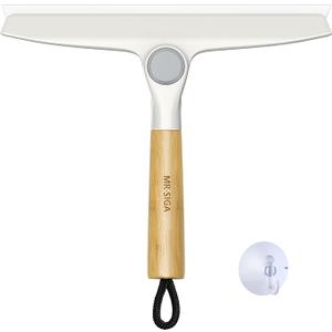 MR.SIGA All Purpose Silicone Squeegee for Shower Door, Mirror, Glass, Streak Free Shower Squeegee, Pivoting Bamboo Handle, Includes 1 Suction Hook, 10 inch Wide, 1 Pack
