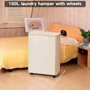 iEGrow Lagre Laundry Basket with Wheels, Laundry Hamper with Lid, 160L Clothes Hamper for Laundry with 3 Liner Bags, for Laundry Room, Bedroom, Dormitory Organization,Beige