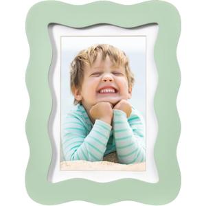 5x7 Cute Wavy Picture Frame, Curved Photo Frame with 4x6 Mat and Real Glass, Unique Funky Frame for Tabletop and Wall Mount, Home Office Desk Decoration Art, Gift (5x7, Sage Green)