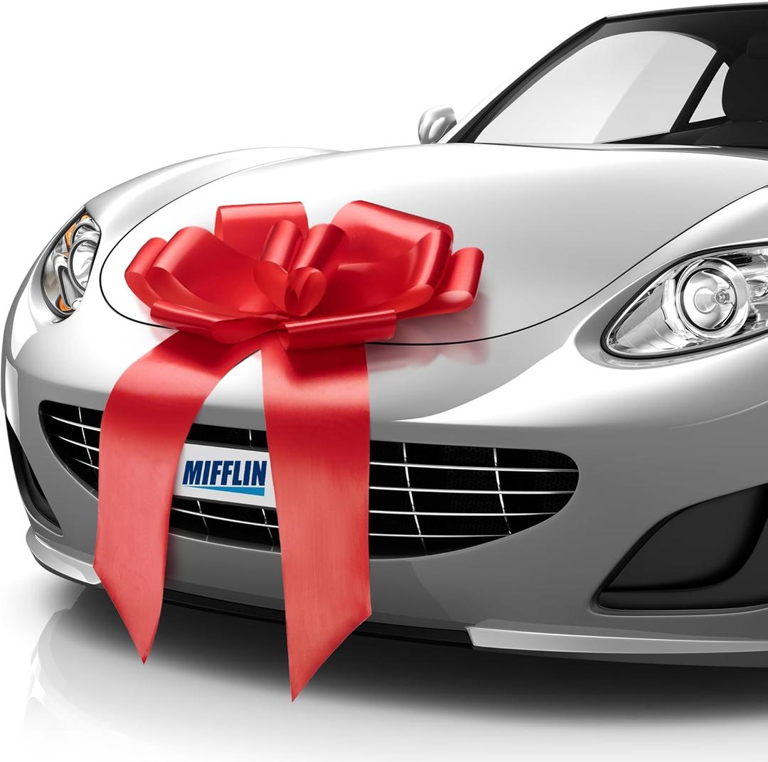 Mifflin-USA Preassembled Extra Large Bow - Matte Red, 23 Inch - Butterfly Shape Giant Ready to Use Bow for Birthday, Christmas - Huge Car Dcor