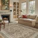 Color&Geometry 8x10 Machine Washable Low Pile Area Rugs for Living Room, Thin Soft Vintage - Ogee Lattice Area Carpet with Non Slip TPE Backing for Bedroom, Dining Room, Beige and Brown