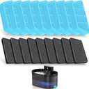 PEKTACO Replacement Cat Water Fountain Filters, 2.2L/74oz Automatic Pet Water Fountain Replacement Filters and Sponges(9 Pack)