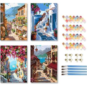RYMILIE Paint by Numbers Kit for Adults-Street Adult Paint by Number Kits on Canvas for Beginners,Scenery DIY Acrylic Oil Number Painting Kits for Home Wall Decor Gift 11.8x15.7Inch (Without Frame) (YH01581)