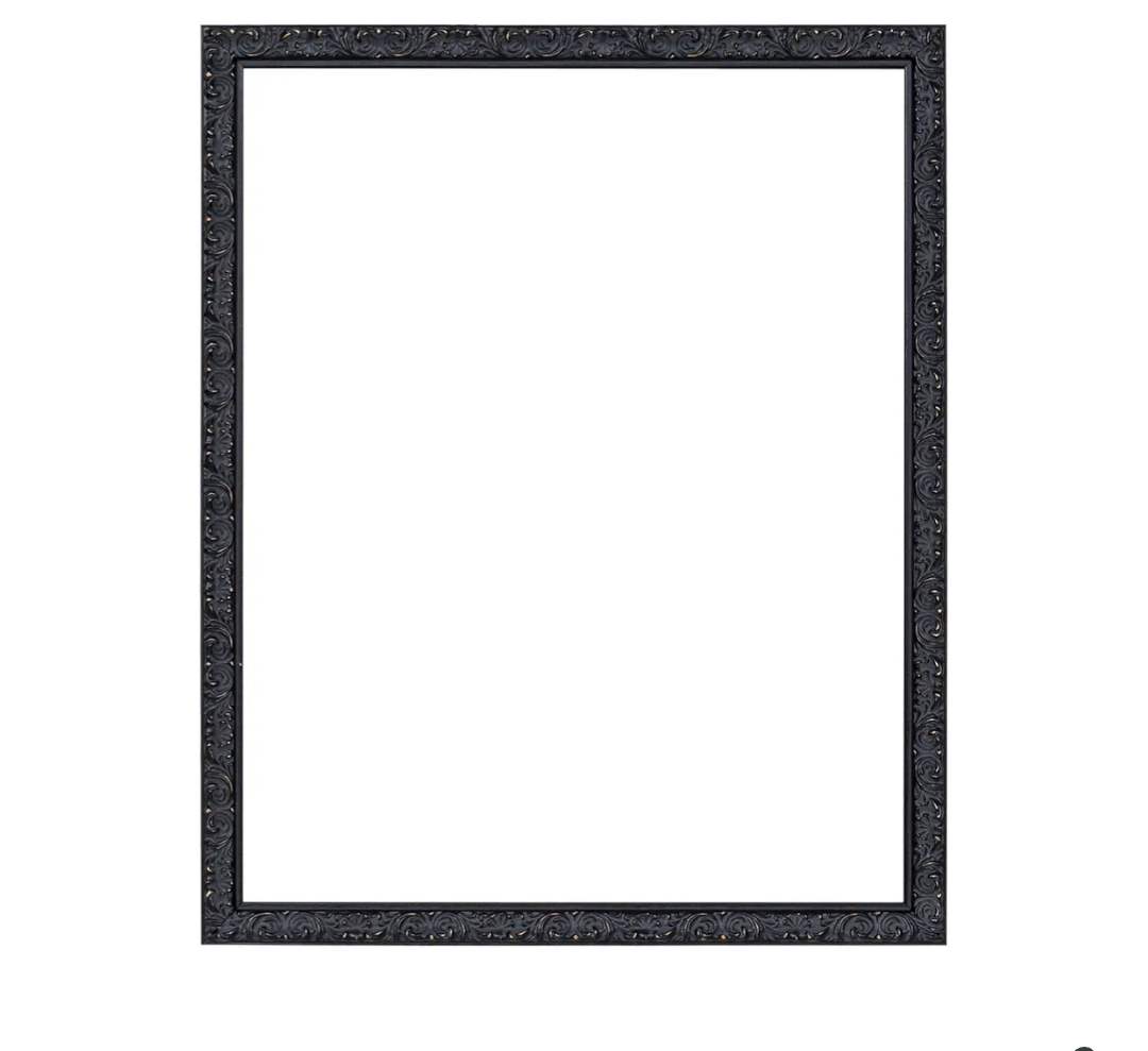 ArtXO Black Gothic 16x20inch Picture Frames: Wooden Ornate Gallery Wall 16 x 20 Frame for Christmas Halloween Gifts, Black Distressed Frames 20x16 with Glass and Back