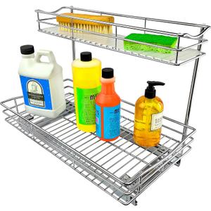 LYNK PROFESSIONAL Pull Out Under Sink Kitchen Cabinet Organizer - 11.5 in. x 18 inch deep Drawer - Sliding Shelf Organizer for Cabinets and Undersink Storage Shelves