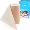 OK TAPE Short-Stretch Compression Bandage Wrap with Velcro, 2-Layer Comfort Wrap for Leg, Foot, Arm, Ideal for Use in Lymphoedema, Oedema, Latex Free - 4Inch x 4 Feet, 1 Roll (Beige)