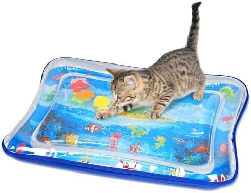 Toptakeit Cat Water Sensory Play Mat with Extra Protective Cover, Thickened Cat Water Mat Bed for Cats Dogs Kittens Puppies 2 Pack