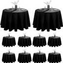 VidaFete 10 Pack 120inch Round Tablecloth Polyester Table Cloth, Stain Resistant and Wrinkle Polyester Dining Table Cover for Kitchen Dinning Party Wedding Round Tabletop Buffet Decoration(Black)