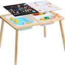 VEVOR Sensory Table for Toddlers, Kids Activity Table with 3 Foldable Storage Bins & Double-Sided Board, Indoor/Outdoor Play Sand and Water, Wooden Kids Sensory Table for Drawing Studying Dining, 32.1 X 23.6 X 19.9 Inches