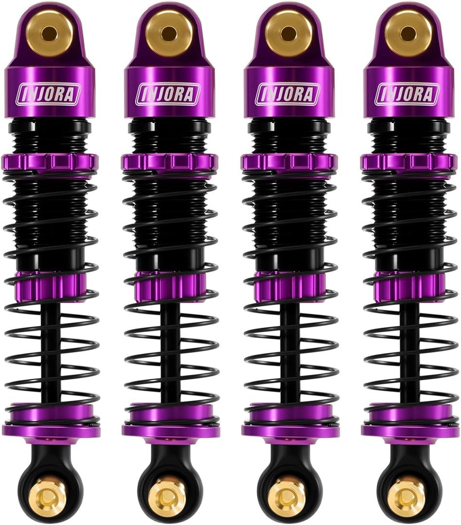 INJORA 40mm Big Bore Oil Shock Absorber for 1/24 SCX24 FCX24M Upgrade, 3.2g/Each(Purple Aluminum & Nylon)