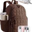 BAGSMART College Laptop Backpack, Travel Backpack for Women, Quilted Airline Approved Carry On Backpack Fits 17.3 Inch Laptop, Personal Item Travel Bag, Chocolate