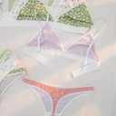 BEAUDRM Women's 5 Sets Matching Bra and Panty Set Polka Dots Print Lingerie Set Triangle Bralettes and Low Rise Thong Set, XS