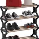 Stick Wood Shoe Rack Organizer, 5 Tier Shoe Shelf Storage Organizer, for Entryway, Hallway, and Closet