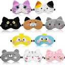 ZOOFOX 10 Pack Cute Eye Mask for Kids, Colorful Cartoon Soft Plush Blindfold, Funny Animal Eyeshade Cover for Kids Teens Girls Women Sleep Travel Nap Party Supplies