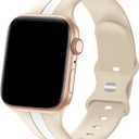 Designer Sport Band Compatible with Apple Watch iWatch Bands 38mm 40mm 41mm 42mm 44mm 45mm 49mm Men Women, Soft Silicone Strap Wristbands for Apple Watch Series 11/10/9/8/7/6/5/4/3/2/1/se/Ultra (A-Walnut White)